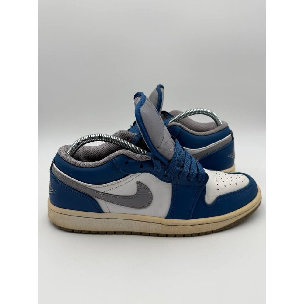 Nike Air Jordan 1 Low Blue White Gray 553558-412 Men's US 8 Sneakers No Insoles